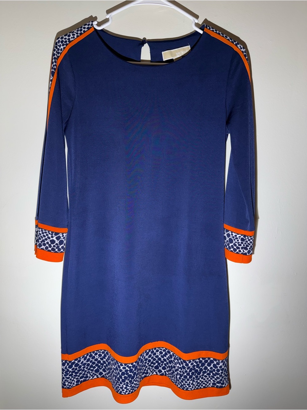 Michael Kors Navy Shift Dress with Orange Trim - Picture 6 of 6